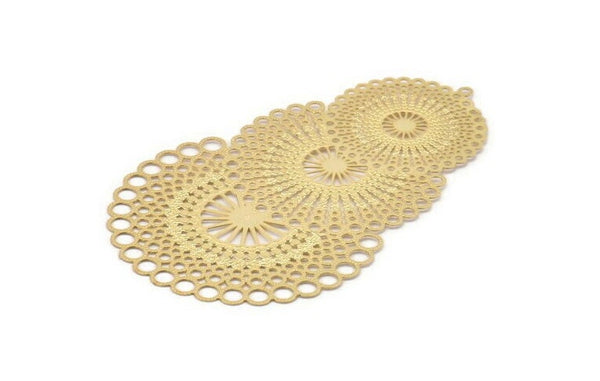 Gold Earring Charm, Gold Plated Brass Ethnic Motif Earring Charm With 1 Loop, Pendants, Findings (79x50mm) E465