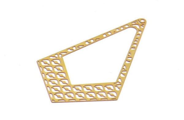 Brass Earring Charm ,4 Raw Brass Diamond Earring Charms With 1 Hole Pendants, Findings (57x36mm) E470