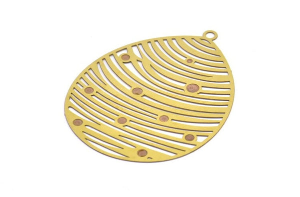 Brass Earring Charm ,6 Raw Brass Ethnic Motif Earring Charms With 1 Loop Pendants, Findings (51x39mm) E482