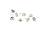 Silver Round Earring, 8 Antique Silver Plated Brass Round Stud Earrings With 1 Hole (8x1mm) E078 A1772