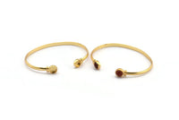 Gold Round Cuff, 1 Gold Plated Brass Round Cuff Stone Setting With 2 Pads - Pad Size 6mm V110 Q0635