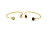 Silver Round Cuff, Silver Tone Brass Round Cuff Stone Setting With 2 Pads - Pad Size 10mm V109 H0924