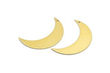 Brass Moon Charm, 4 Raw Brass Crescent Moon Charm With 1 Hole, Pendants, Earring Findings (44x13x0.80mm) Moon15