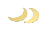 Brass Moon Charm, 4 Raw Brass Crescent Moon Charm With 1 Hole, Pendants, Earring Findings (44x13x0.80mm) Moon15