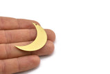 Brass Moon Charm, 4 Raw Brass Crescent Moon Charm With 1 Hole, Pendants, Earring Findings (44x13x0.80mm) Moon15