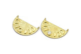 Moon Phases Pendant, 2 Raw Brass Moon Phases Charms With 2 Loops, Findings - Pad Size 5mm (37x21x1mm) N1256