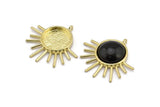 Brass Sun Charm, 2 Raw Brass Sunshine Charms With 1 Loop, Pendants - Pad Size 16mm (35x32mm) N1268