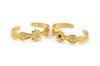 Gold Moon Cuff,  Gold Plated Brass Moon Phases Cuff Stone Setting With 1 Pad -  Pad Size 4mm N1687