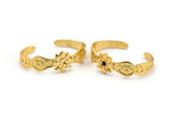 Gold Moon Cuff,  Gold Plated Brass Moon Phases Cuff Stone Setting With 1 Pad -  Pad Size 4mm N1687