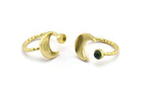 Brass Ring Settings, Raw Brass Moon And Planet Ring With 1 Stone Setting - Pad Size 4mm N1068