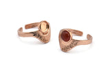 Rose Gold Ring Settings, 2 Rose Gold Plated Brass Adjustable Sunrise Rings - Pad Size 6mm N0737 Q0814