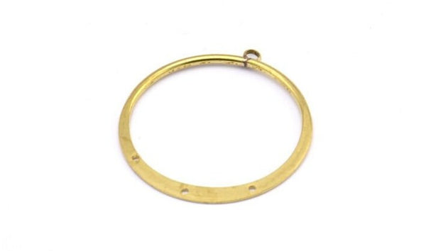 Brass Round Earring, 6 Raw Brass Round Earring Charms With 1 Loop and 3 Holes , Pendants, Findings (40mm) E547