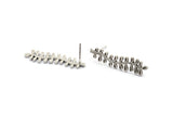 Silver Leaf Earring, 4 Antique Silver Plated Brass Leaf Stud Earrings, Findings (30x7x1.2mm) N1506