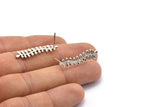 Silver Leaf Earring, 4 Antique Silver Plated Brass Leaf Stud Earrings, Findings (30x7x1.2mm) N1506
