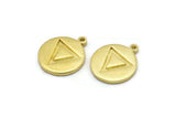 Brass Element Charm, 4 Raw Brass Water Element Symbol Charms With 1 Loop (17x14x1.5mm) N2023