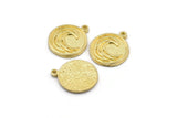 Brass Element Charm, 4 Raw Brass Water Element Symbol Charms With 1 Loop (17x14x1.5mm) N2028