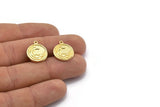 Brass Element Charm, 4 Raw Brass Water Element Symbol Charms With 1 Loop (17x14x1.5mm) N2028