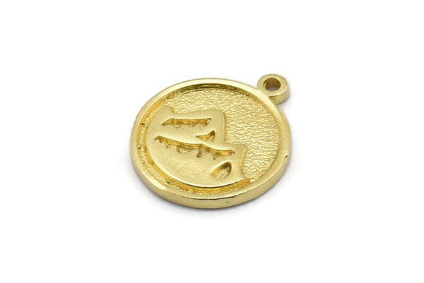 Brass Element Charm, 4 Raw Brass Earth Element Symbol Charms With 1 Loop (17x14x1.5mm) N2029