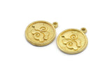 Brass Element Charm, 4 Raw Brass Air Element Symbol Charms With 1 Loop (17x14x1.5mm) N2030