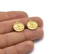 Brass Element Charm, 4 Raw Brass Air Element Symbol Charms With 1 Loop (17x14x1.5mm) N2030