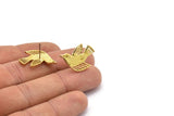 Brass Bird Earring, 4 Raw Brass Bird Stud Earrings (24x15x1.2mm) N1645