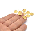 Gold Round Tag, 10 Textured Gold Plated Brass Round Tags With 1 Hole, Stamping Tags (10x0.80mm) M335