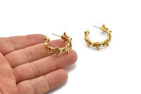 Gold Bee Earring, 2 Gold Plated Brass Bee Stud Earrings (26x11x3mm) N1750