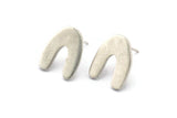 Earring Studs, 4 Antique Silver Plated Brass - Silver U Shape Earrings - Silver Earrings - Earrings (15x12.5x1mm) N1597