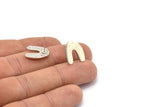 Earring Studs, 4 Antique Silver Plated Brass - Silver U Shape Earrings - Silver Earrings - Earrings (15x12.5x1mm) N1597