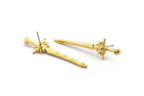 Gold Sword Earring, 2 Gold Plated Brass Sword Stud Earrings (43x12mm) N1624 H0910