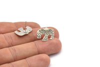 Silver Eagle Earring, 2 Antique Silver Plated Brass Eagle Stud Earrings (15x19x1mm) N1607 H1119