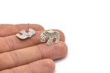 Silver Eagle Earring, 2 Antique Silver Plated Brass Eagle Stud Earrings (15x19x1mm) N1607 H1119