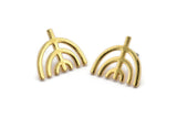 Earring Studs, 2 Gold Plated Brass - U Shape Earrings - Gold Earrings - Earrings (16x19x1.4mm) N1609