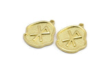 Brass Nordic Runes Charm, 4 Raw Brass Viking Love Symbol Rune Charms With 1 Loop, Norse Viking Runes, Runic Alphabet (19x16x1.5mm) N2051