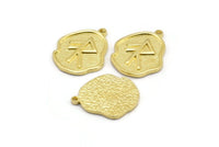 Brass Nordic Runes Charm, 4 Raw Brass Viking Energy Symbol Rune Charms With 1 Loop, Norse Viking Runes, Runic Alphabet (19x16x1.5mm) N2043