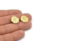 Brass Nordic Runes Charm, 4 Raw Brass Viking Energy Symbol Rune Charms With 1 Loop, Norse Viking Runes, Runic Alphabet (19x16x1.5mm) N2043