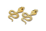 Gold Snake Charm, Gold Plated Brass Cobra Snake Charm With 1 Loop, Pendants, Findings, Earrings (45x26x8x2mm) N1639