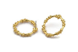 Gold Circle Earring, 2 Gold Plated Brass Circle Stud Earrings (27x3mm) N1698