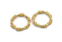 Gold Circle Connector, 2 Gold Plated Brass Circle Connectors Closed Ring (25x2mm) N1724