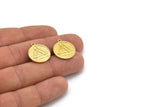 Brass Nordic Runes Charm, 4 Raw Brass Viking Valknut Symbol Charms With 1 Loop, Viking Runes, Talisman Of Odin (20x17x1.5mm) N2032