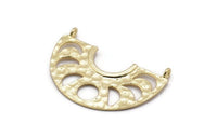 Moon Phases Pendant, 2 Gold Plated Brass Semi Circle Pendants With 2 Loops, Earring Findings (37x14x1mm) U144 Q0357