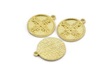 Brass Nordic Runes Charm, 4 Raw Brass Viking Protection Symbol Charms With 1 Loop, Viking Runes, Helm Of Awe (20x17x1.5mm) N2034