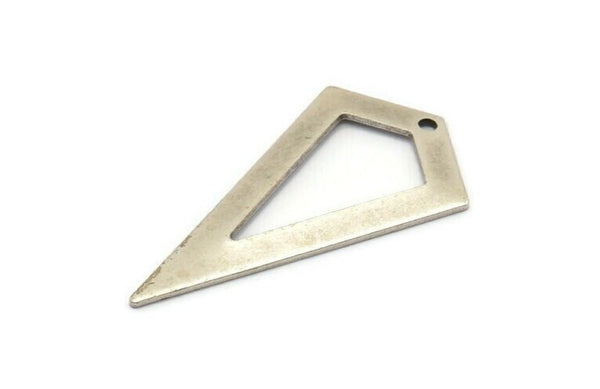 Antique Silver Triangle Pendant, 3 Antique Silver Plated Brass Triangle Pendants With 1 Hole, Charms, Earrings (38x20x0.8mm) U149 H0571