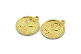 Brass Nordic Runes Charm, 4 Raw Brass Viking Talisman Of Love Symbol Charms With 1 Loop, Viking Runes, Rune Of Love (20x17x1.5mm) N2042