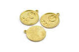 Brass Nordic Runes Charm, 4 Raw Brass Viking Talisman Of Love Symbol Charms With 1 Loop, Viking Runes, Rune Of Love (20x17x1.5mm) N2042