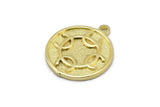 Brass Nordic Runes Charm, 4 Raw Brass Viking Talisman Of Transmutator Symbol Charms With 1 Loop, Viking Runes (20x17x1.5mm) N2031