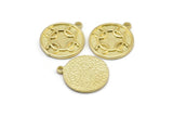 Brass Nordic Runes Charm, 4 Raw Brass Viking Talisman Of Transmutator Symbol Charms With 1 Loop, Viking Runes (20x17x1.5mm) N2031