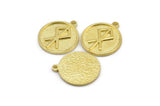 Brass Nordic Runes Charm, 4 Raw Brass Viking Talisman Of Consagracion Symbol Charms With 1 Loop, Viking Runes (20x17x1.5mm) N2041