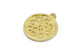 Brass Nordic Runes Charm, 4 Raw Brass Viking Talisman Of Clarividencia Symbol Charms With 1 Loop, Viking Runes (20x17x1.5mm) N2037