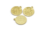 Brass Nordic Runes Charm, 4 Raw Brass Viking Talisman Of Clarividencia Symbol Charms With 1 Loop, Viking Runes (20x17x1.5mm) N2037